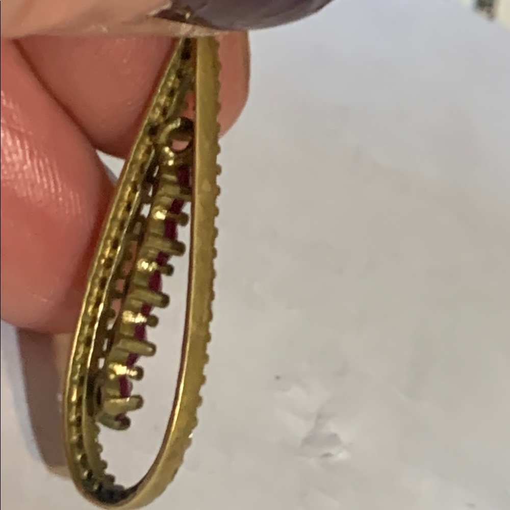 Elegant Gold Vermeil and Ruby Teardrop Diamanté Pendant mixed metal silver bail - Picture 5 of 12